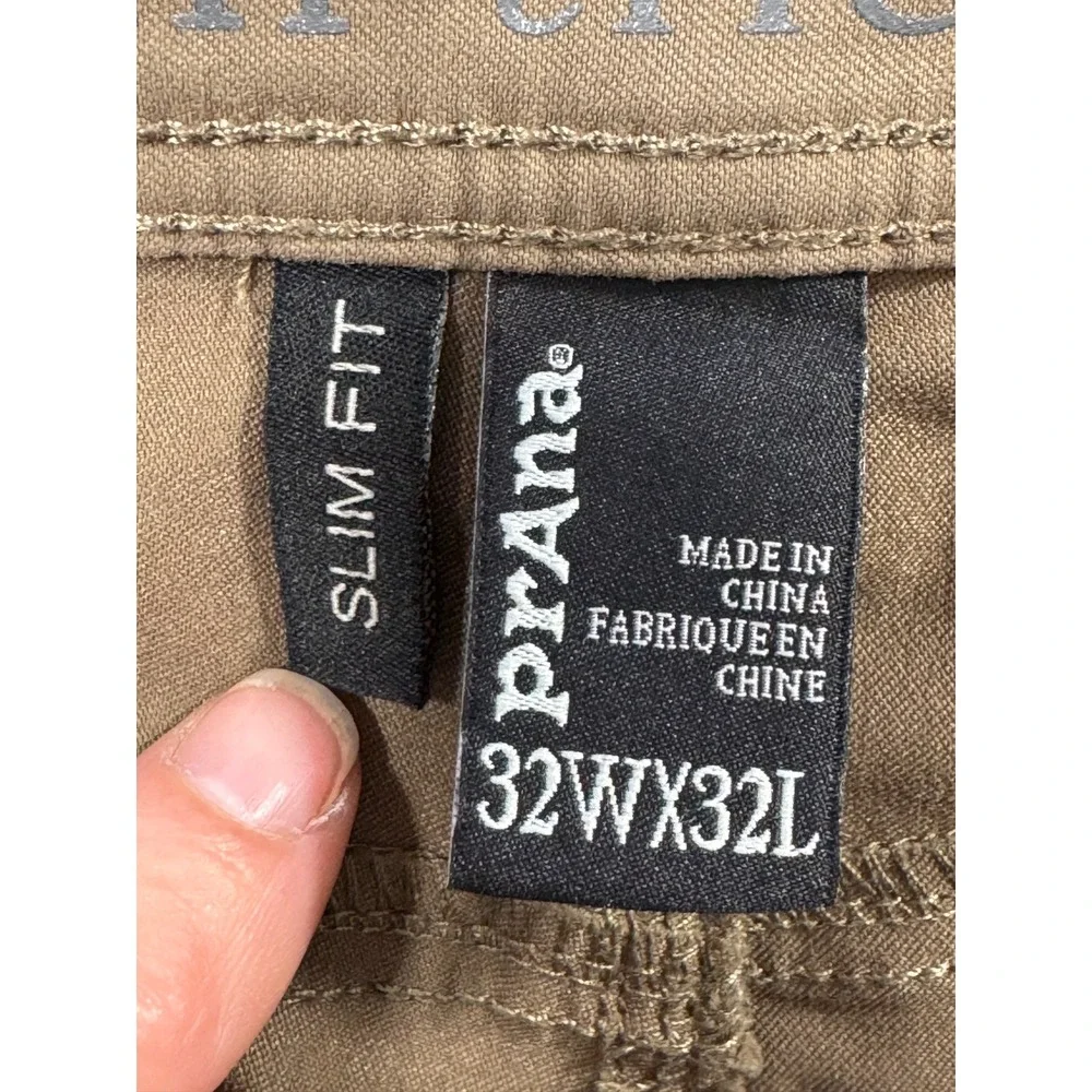 Prana Mens Slim Fit Brion II Stretch Brown Pants 32x32 Meas: 32x31.5
